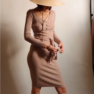 ALL ROW RIBBED SWEATER DRESS - MAUVE Size XL